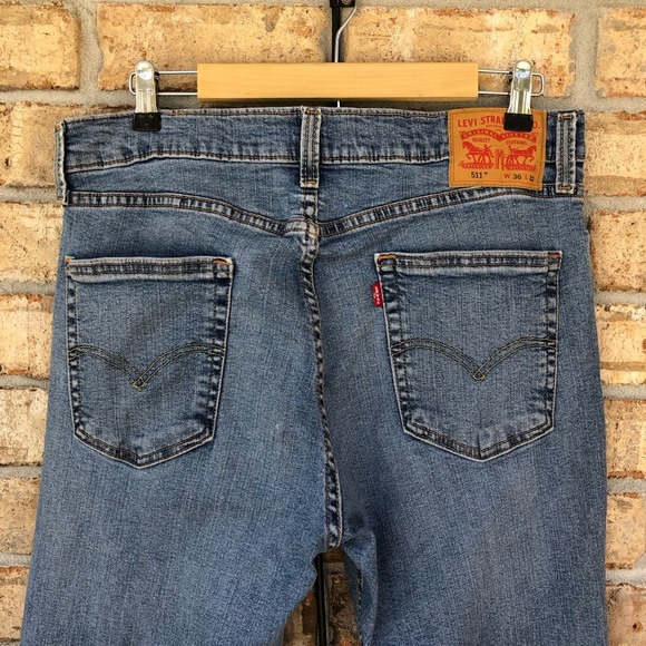 Levi’s Cotton Blend Medium Wash Straight Leg Jeans W36 L32 - Picture 6 of 15